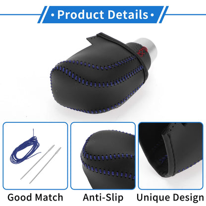 Gear Shift Knob Cover for Toyota Camry 2018-2023 Black Blue Faux Leather
