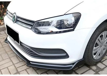 Front Bumper Lip Splitter Spoiler for VW Polo 6R 6C (2009-2017) 3 Pcs