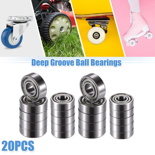 20pcs 6x15x5mm Double Metal Shield Single Row Deep Groove Ball Bearings
