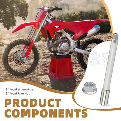 Front Wheel Axle w/ Nut for Honda CRF250RX/CRF450RWE/CRF450X 2019-2024