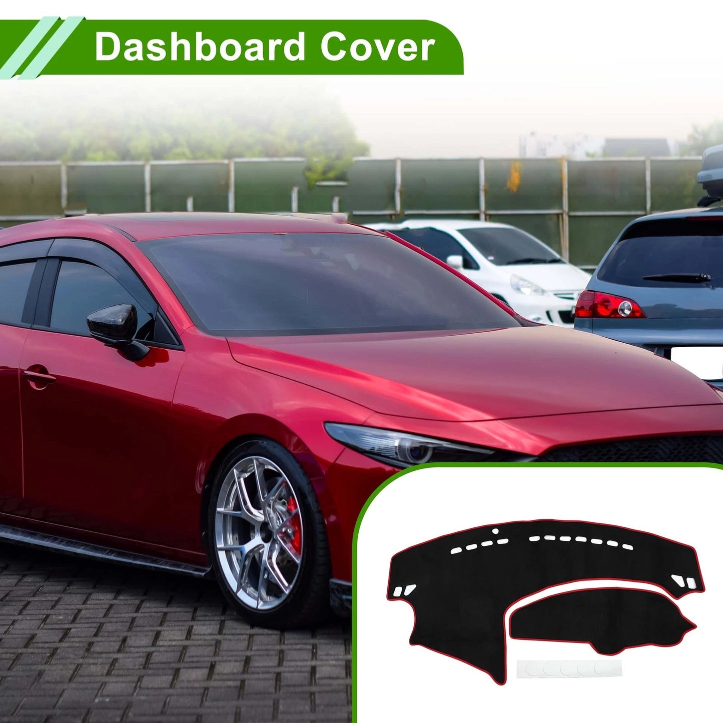 Dash Cover Mat for Mazda Axela 2009-2013 Sun Protector Black Red