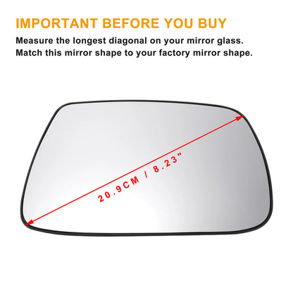 Right Side Heated White Mirror Glass for JEEP GRAND CHEROKEE (2005-2009)