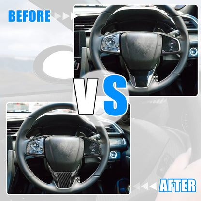 Carbon Fiber Black Steering Wheel Cover for Honda Civic (2016-2021)