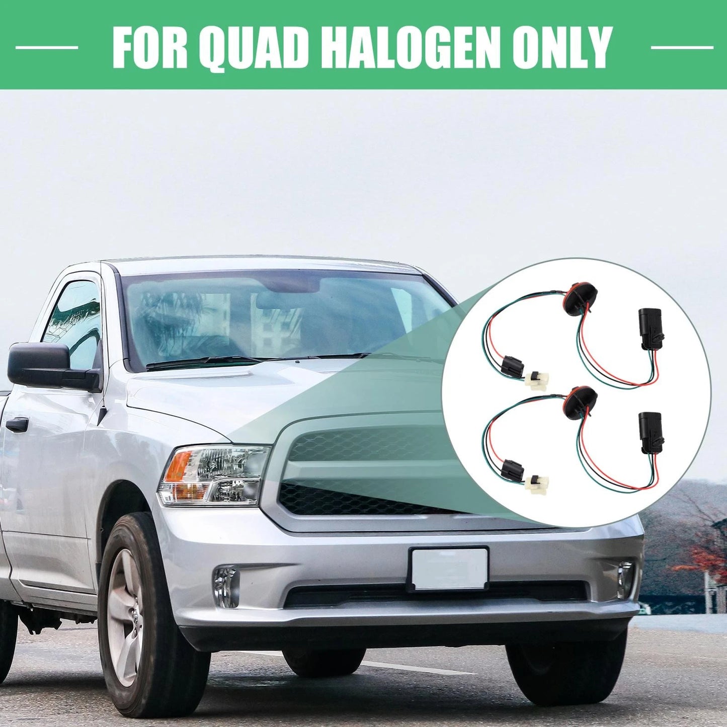 Headlight Harness for Dodge Ram 1500 2500 3500 Quad Halogen