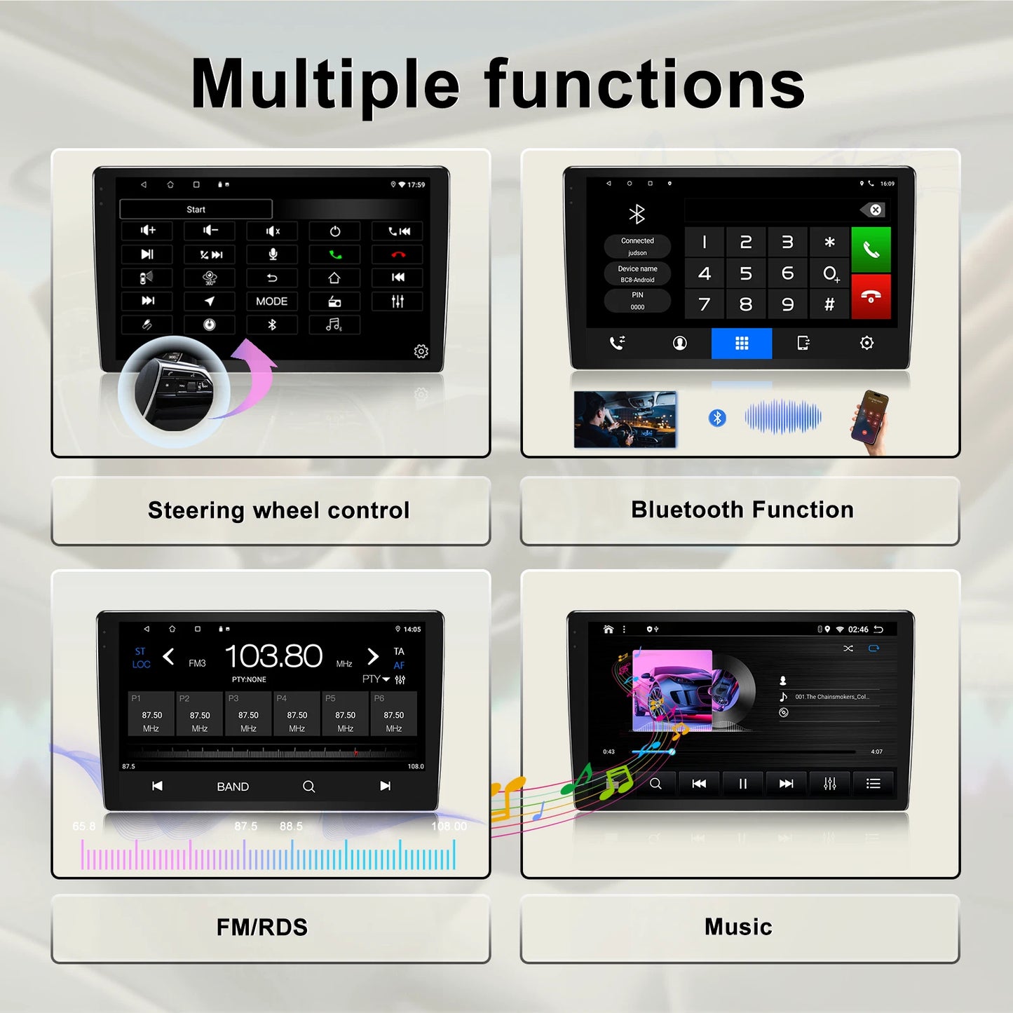6-64GB Wireless Carplay Android Auto Head Unit Stereo Radio for Kia Rio (2015-2016)