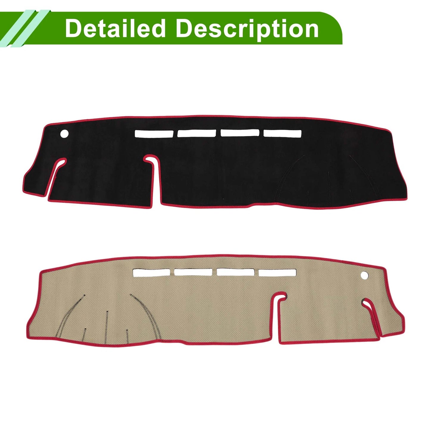 Dashboard Cover Mat for Toyota Hiace 200 (2004) - Sun Protector Pad Black Red