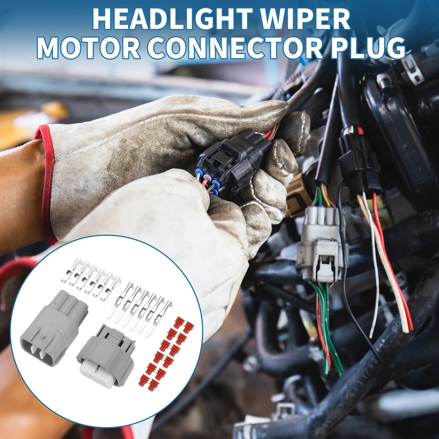 6 Pin Headlight Wiper Spray Connector Plug for Toyota and Nissan