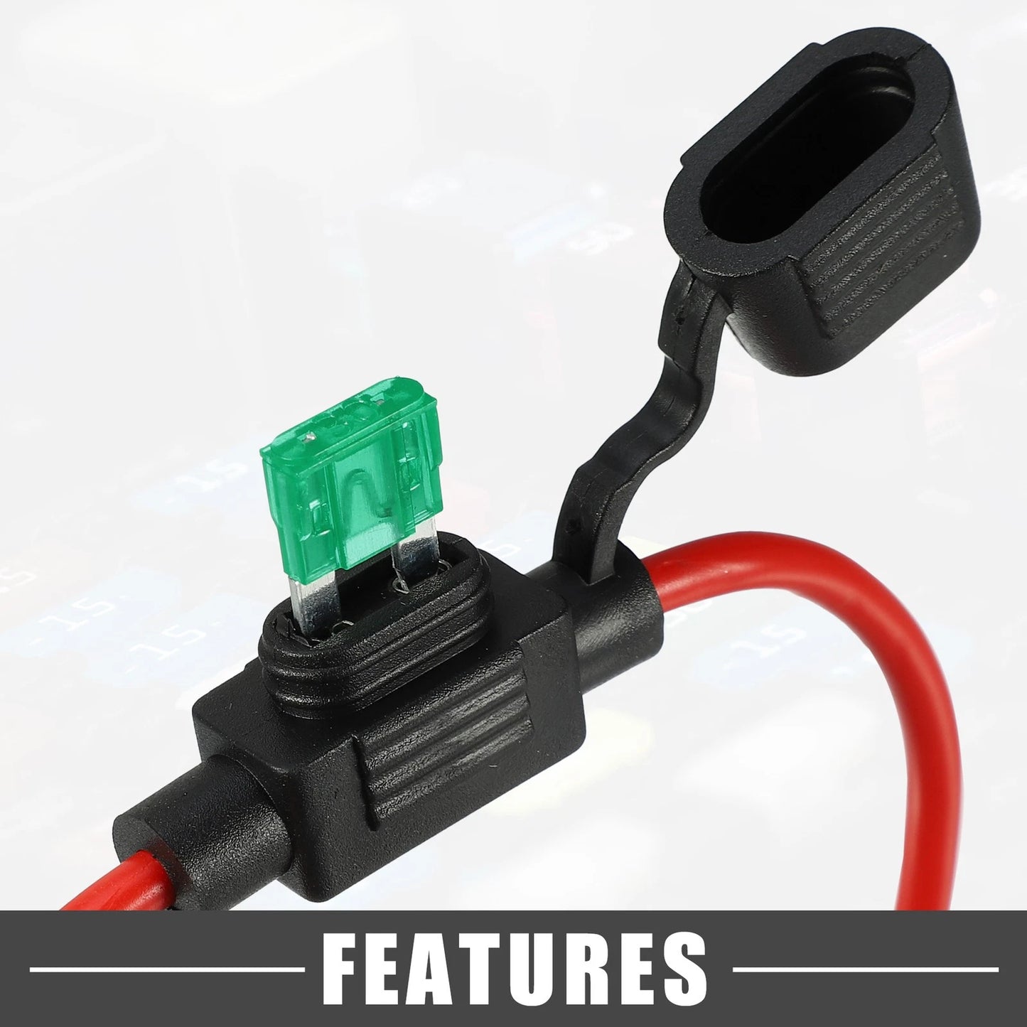 30A Mini Blade Style Fuse Set with 12 AWG Holder for Car