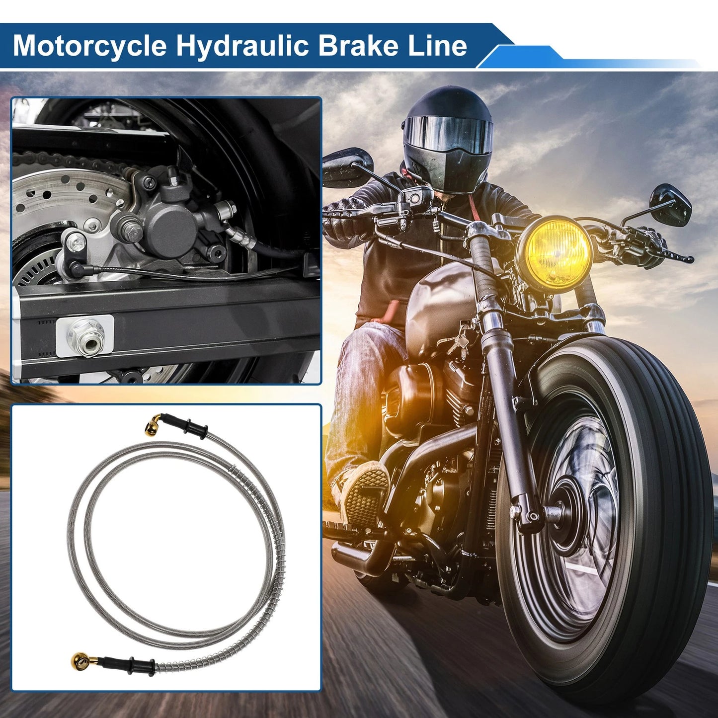 Oil Hose Line 180cm for Motorcycle Brake Clutch Silver Tone
