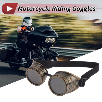 1 x Riding Goggles Black Lens Bronze Tone Frame Glass ABS for Motorcycle