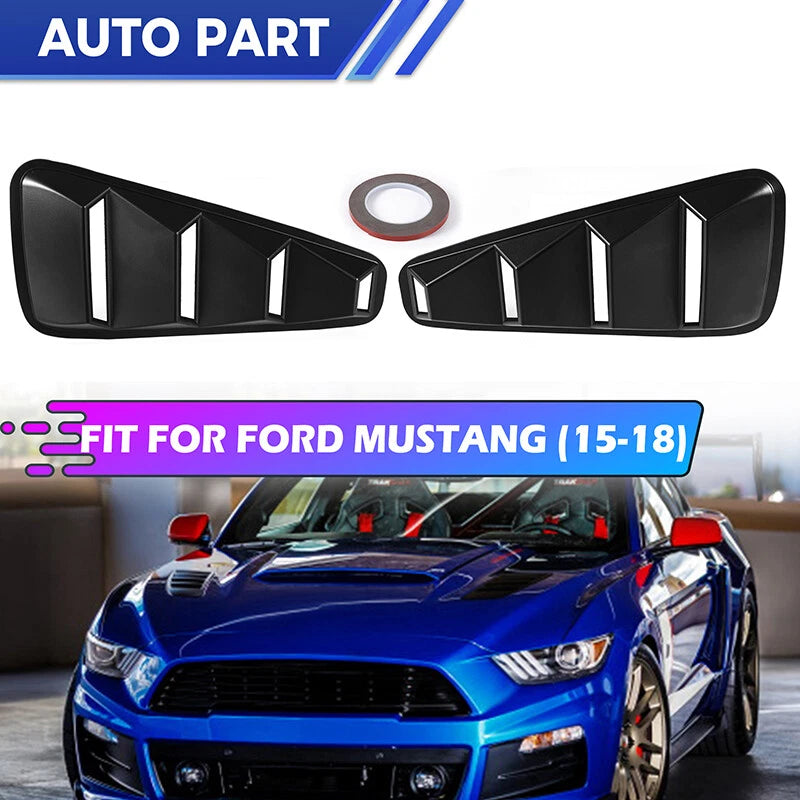 Black 1/4 Quarter Window Louvers Scoop Cover for Ford Mustang (2015-2018)