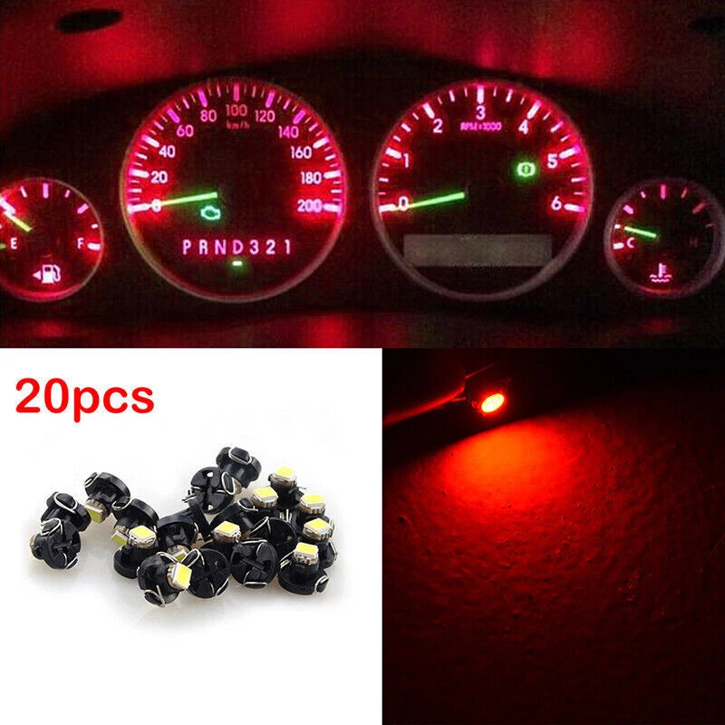 20 x T4 T4.2 LED Bulbs for Instrument Gauge Dash Lights Red