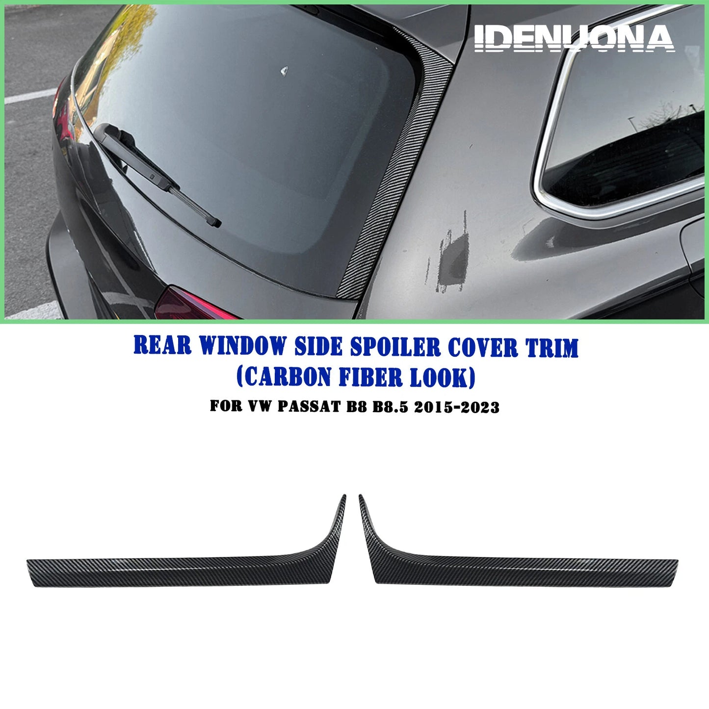 2 x Carbon Look Rear Window Side Spoiler Trim for VW Passat B8 (2015-2023)
