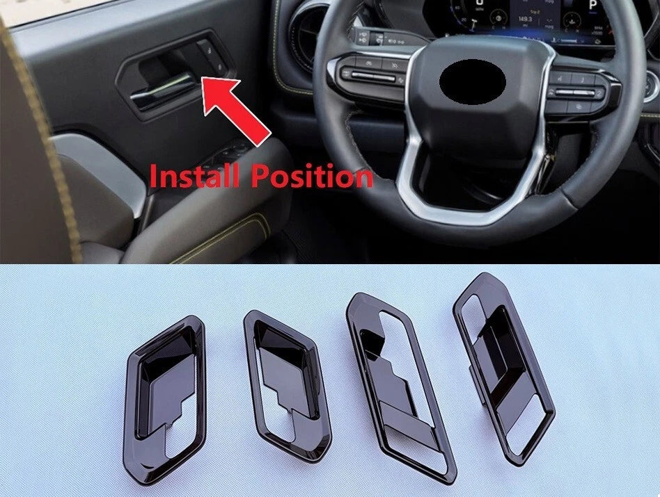 ABS Black Inner Door Handle Bowl Cover Trim for Chevrolet Colorado (2023-2025)