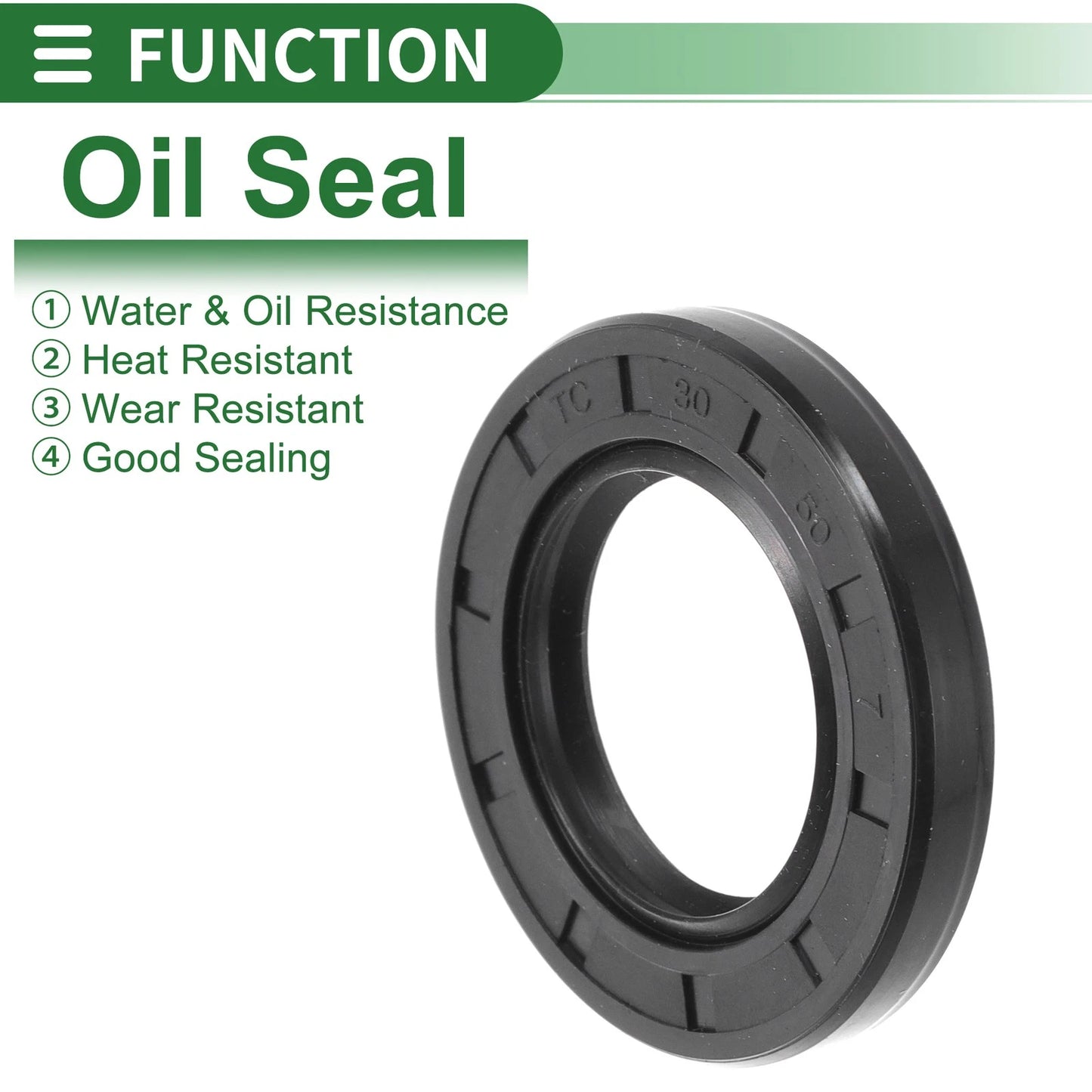 Oil Seal Rotary Shaft Seal NBR Rubber 30x50x7mm Black 5 Pcs
