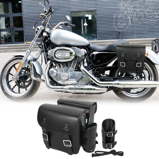 1 Pair Saddlebag Side Tool Bags for Motorcycle Faux Leather