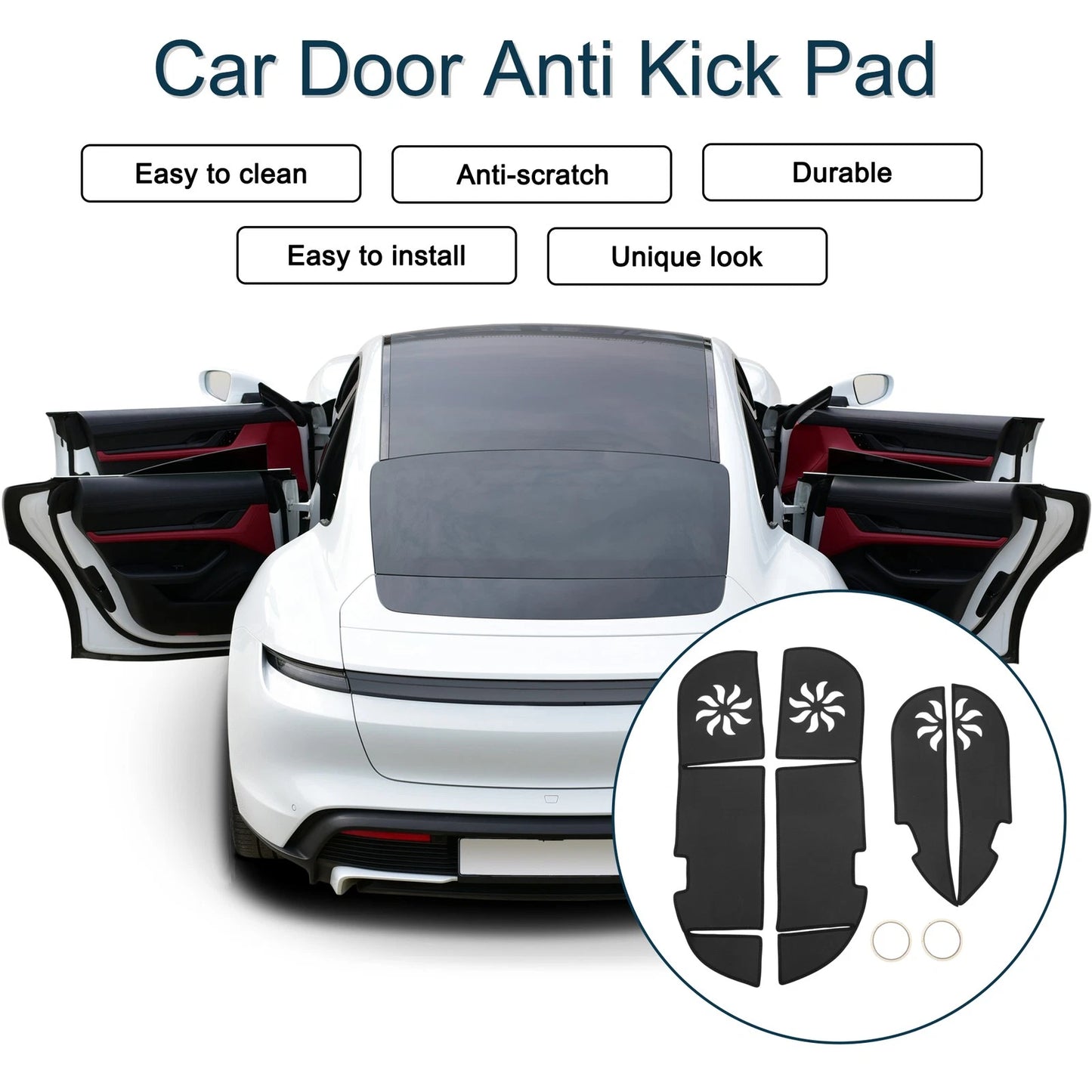 Car Door Anti Kick Pad Sticker Protector for Lexus RX (2009-2014) Black