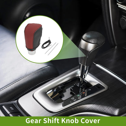 Red Black Faux Leather Gear Shift Knob Cover for Honda Civic (2016-2021)