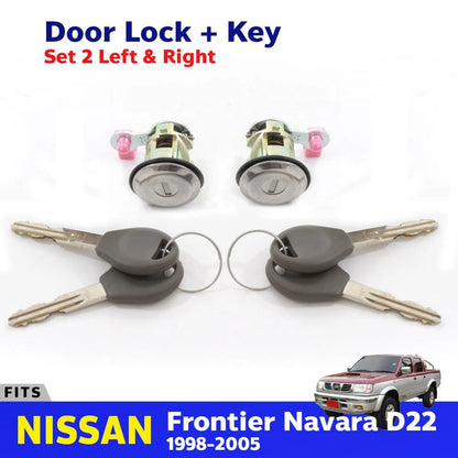 Door Lock Safety Key Set LH+RH Fits Nissan Frontier Navara D22 Truck 1997-05 D08