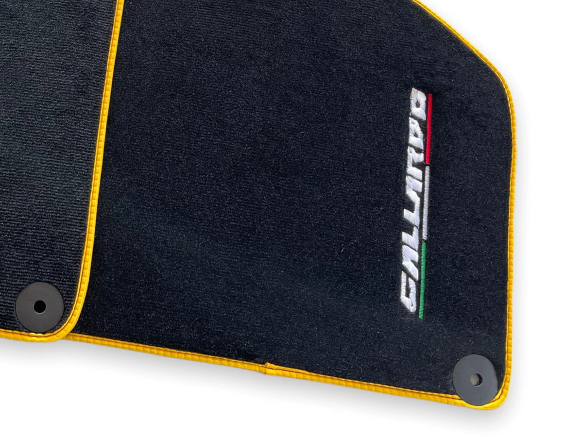 Floor Mats for Lamborghini Gallardo Black Tailored Carpets with Yellow Trim