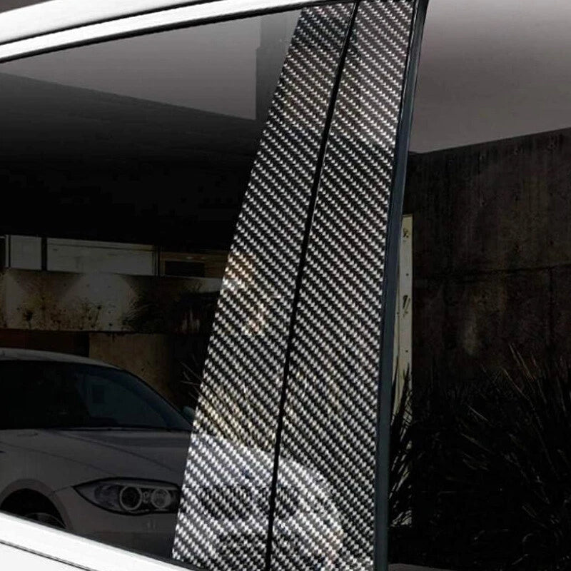 6pc Carbon Fiber Door Trim Pillar Posts Decal for BMW E90 3-Series (2005-2012)