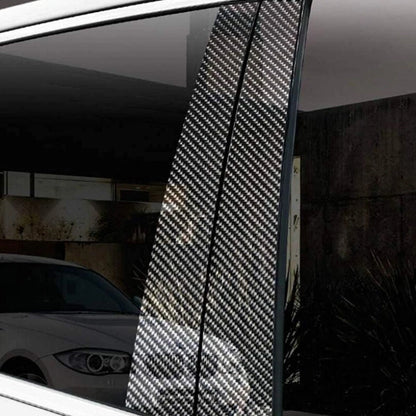 6pc Carbon Fiber Door Trim Pillar Posts Decal for BMW E90 3-Series (2005-2012)