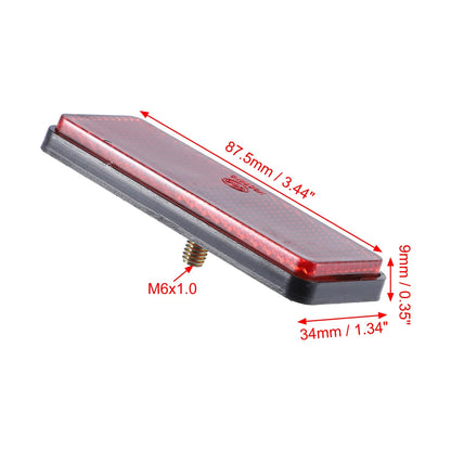 4 Pcs M6x1.0 Red Plastic Rectangular Screw Mount Reflective Warning Reflector