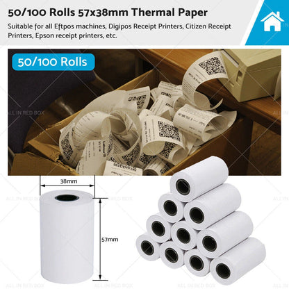 50 x Thermal Paper Rolls for Credit Card & Cash Register POS AU