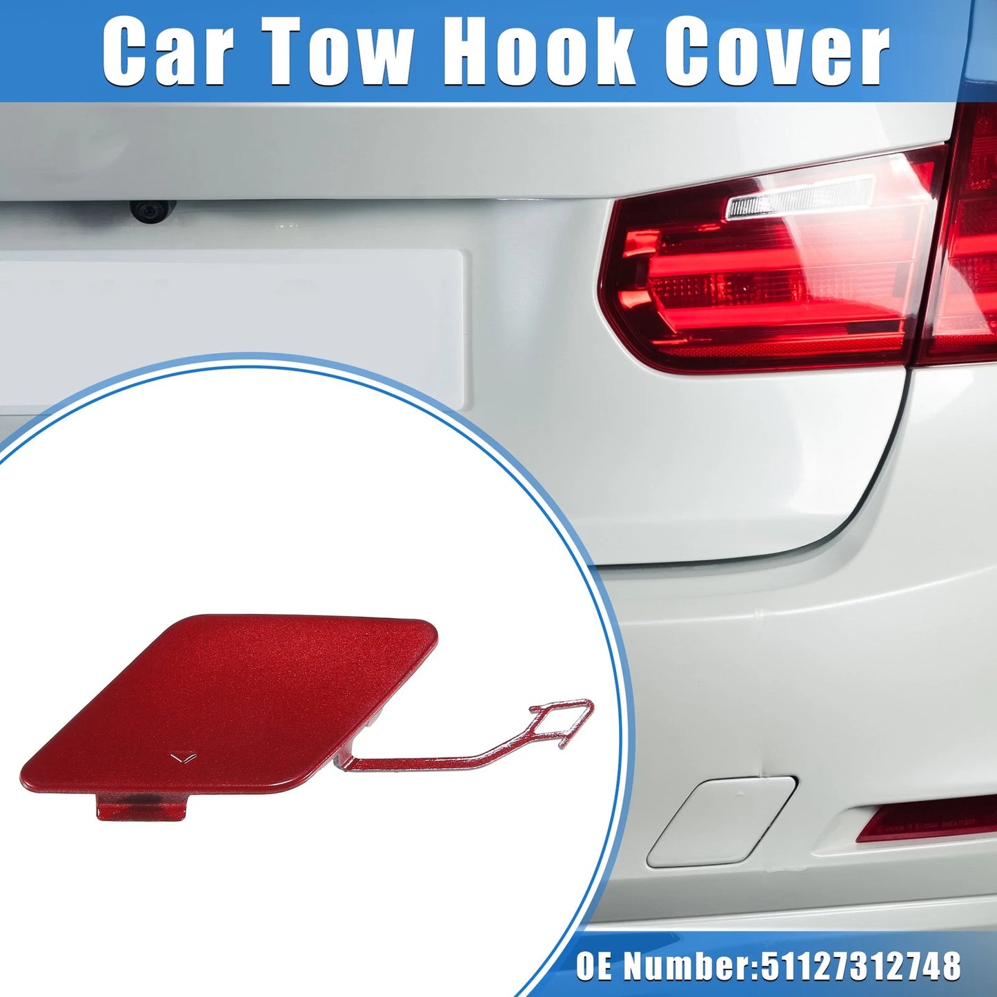Car Rear Bumper Tow Hook Eye Hole Cover for BMW 3 F30 (2012-2015) Red