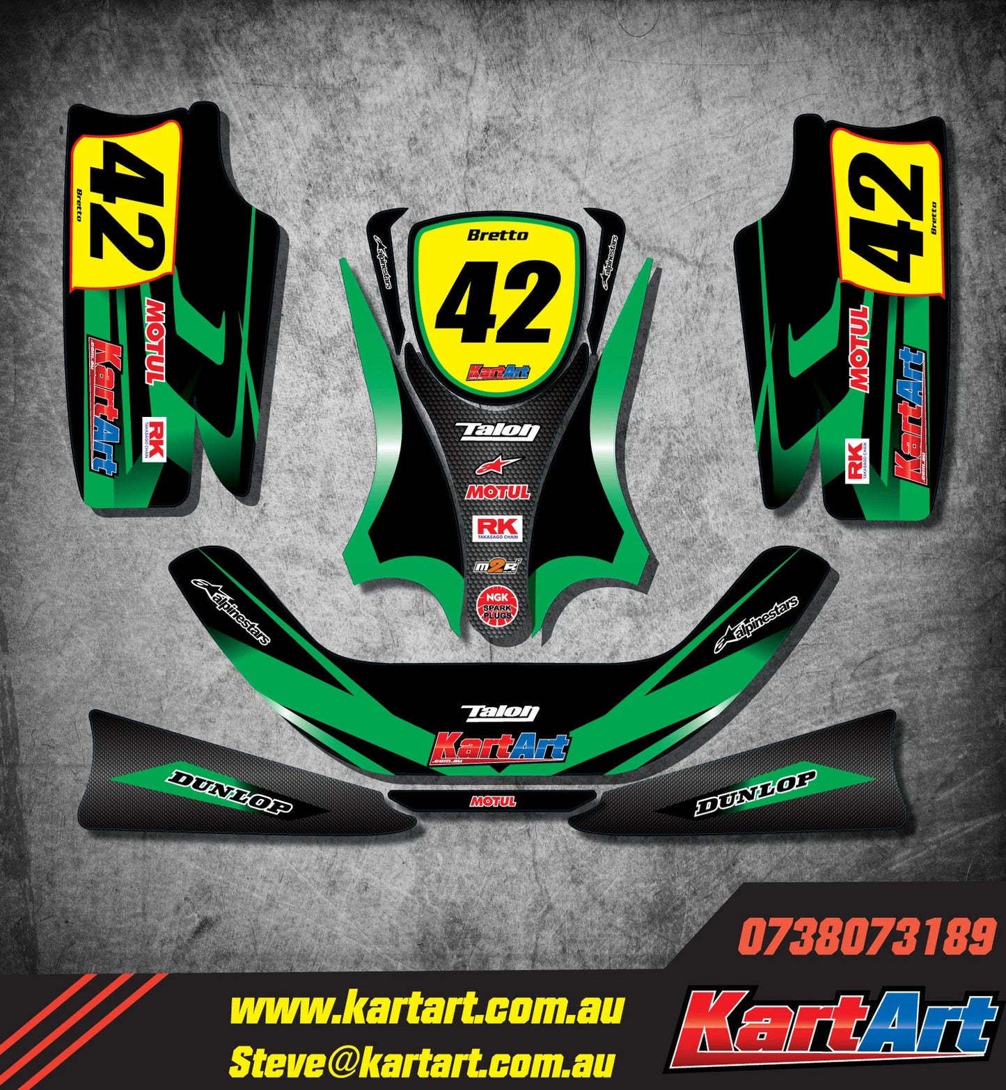Custom KART ART Sticker Kit for Tony Kart OTK Cadet - Thunder Style
