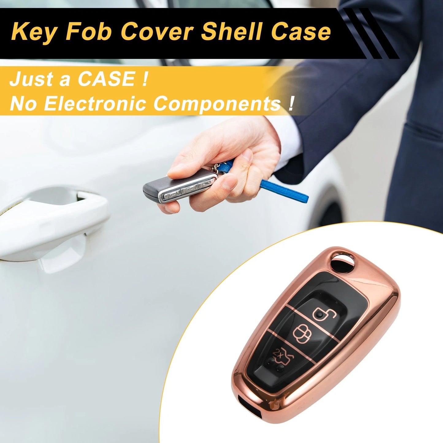 Rose Gold TPU Silicone Key Case for Ford Mondeo (2000-2007)