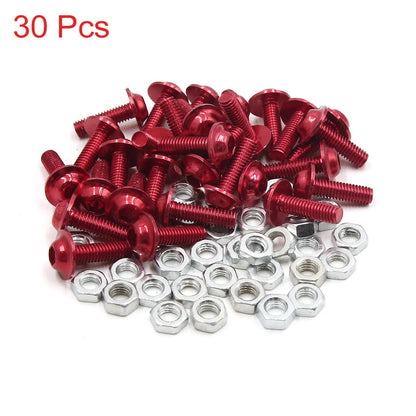 30pcs M6 Red Aluminum Alloy Hex Socket Head Fairing Bolts Screws Nuts for Bike