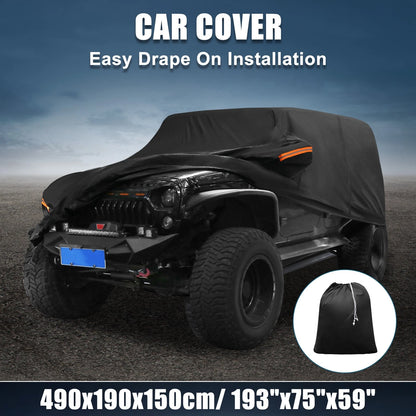 Waterproof Aluminum Film Car Cover for Jeep Wrangler JK JL 4-Door (2018-2023)