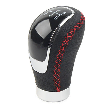 Black 5 Speed Leather Manual Gear Shift Lever Head for Car
