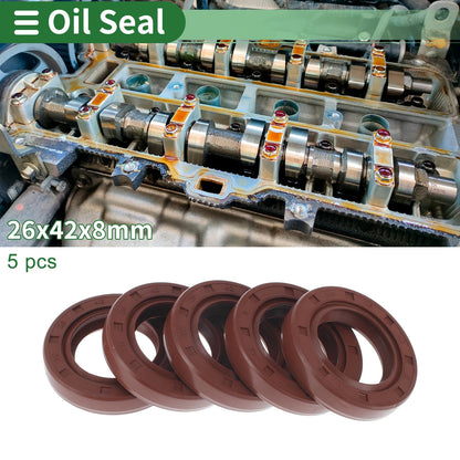 Oil Seal 5 Pcs 26x42x8mm Seal Ring Rotary Shaft Seal FKM Rubber