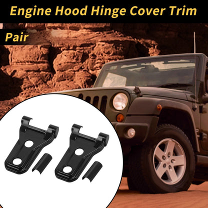 Engine Hood Hinge Cover for Jeep Wrangler JL JLU 2018-2024 (2 x Plastic Black)