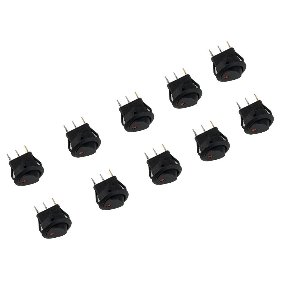 Rocker switch 10 x SPST 2-pin Red LED for Marine Boat Car RV Motorcycle