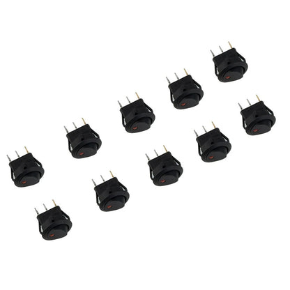 Rocker switch 10 x SPST 2-pin Red LED for Marine Boat Car RV Motorcycle