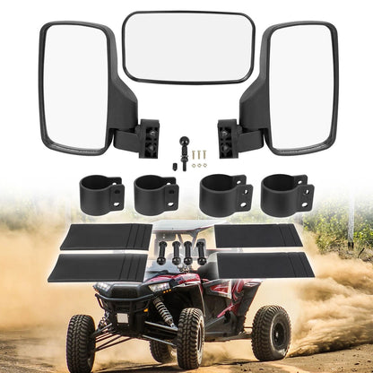 2 x Rear View Mirrors 1.75/2" Bar Clamp for Polaris Kawasaki Can-Am