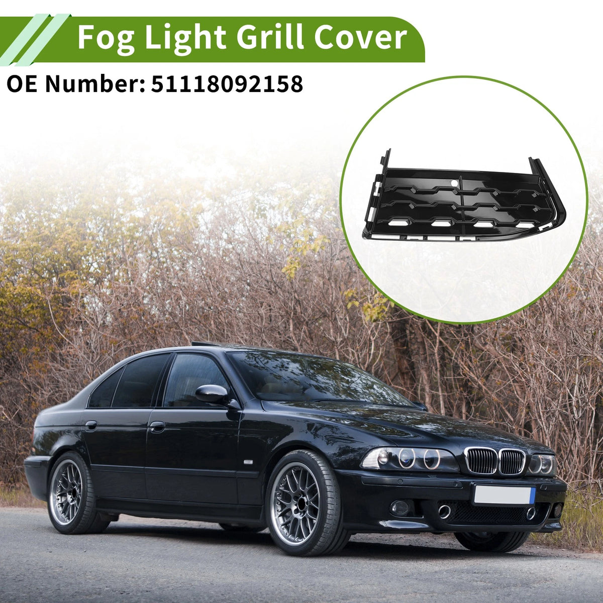 Front Right Fog Light Grill for BMW 7 Series (2015-2020) - 1 x Black