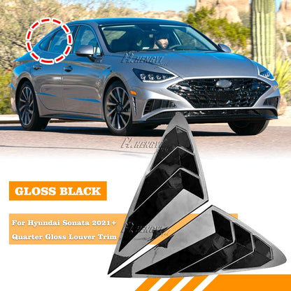 Gloss Black Rear Window Louver Shutter Cover for Hyundai Sonata (2020–2023)