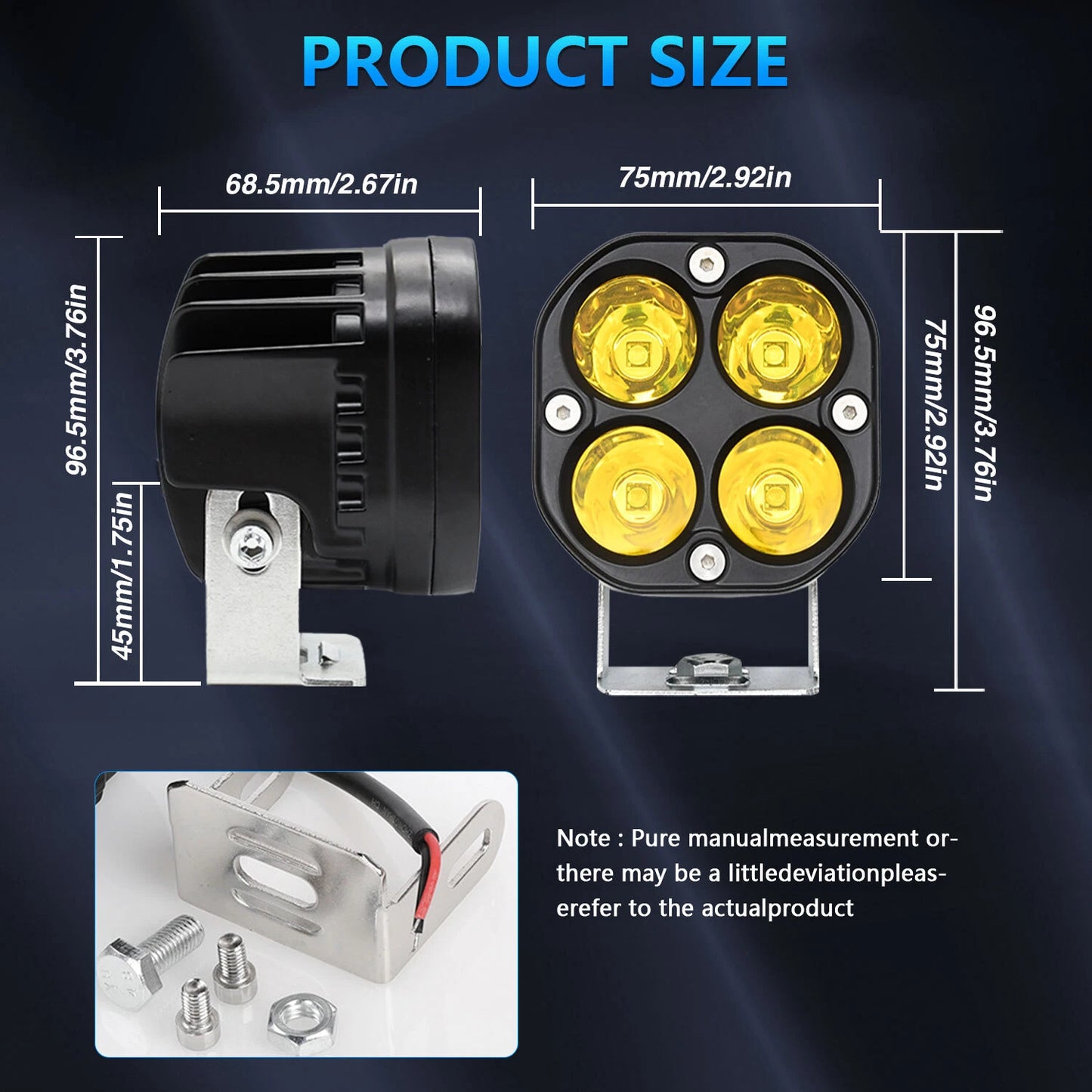 Headlight Bulb LED White/Yellow Clean Lens Front Lamp for Motorcycle