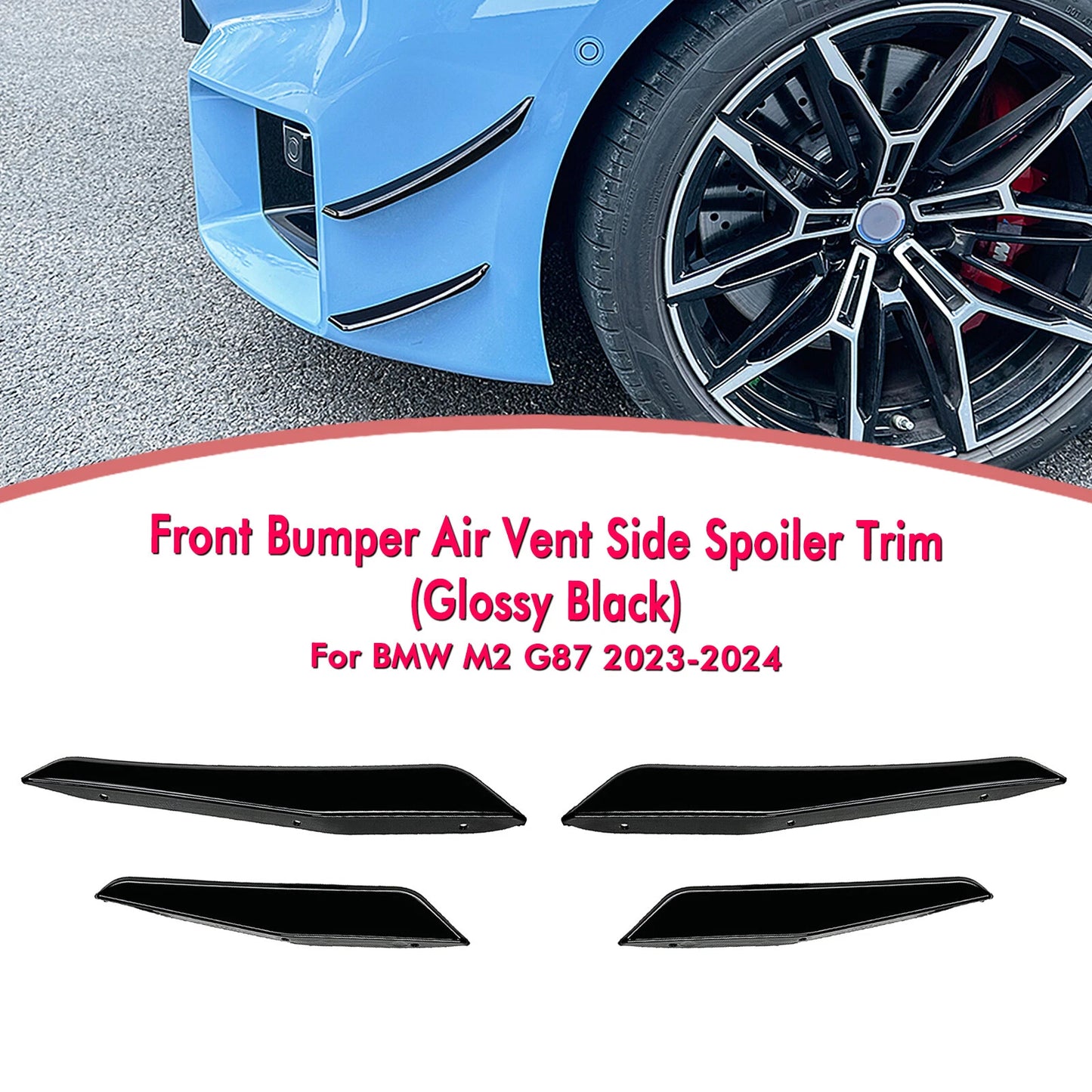 4 x Gloss Black Front Bumper Side Air Vent Trims for BMW M2 (2023-2025)