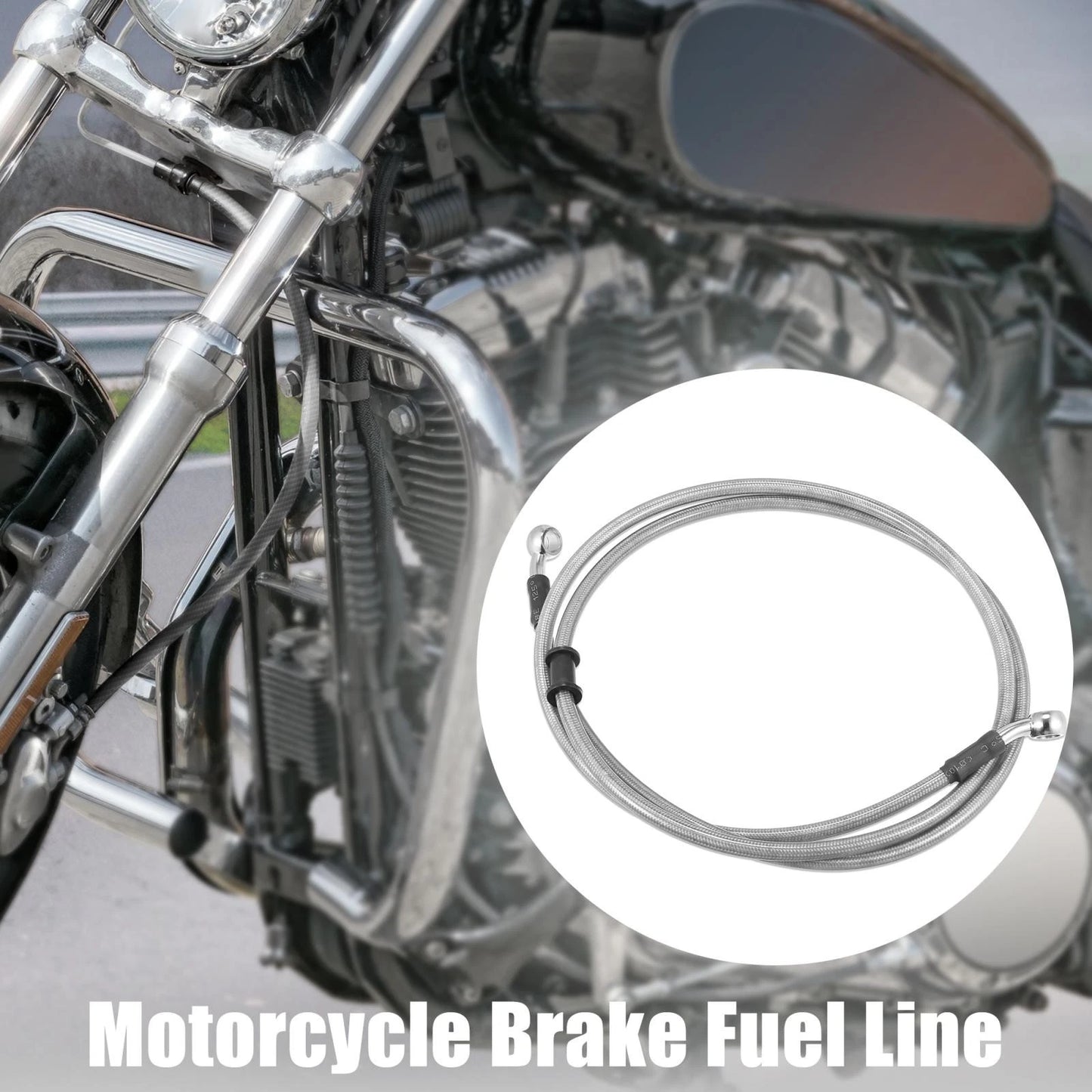 Braided Brake Clutch Oil Hoses Line Pipe Silver Tone for Motorcycle ATV