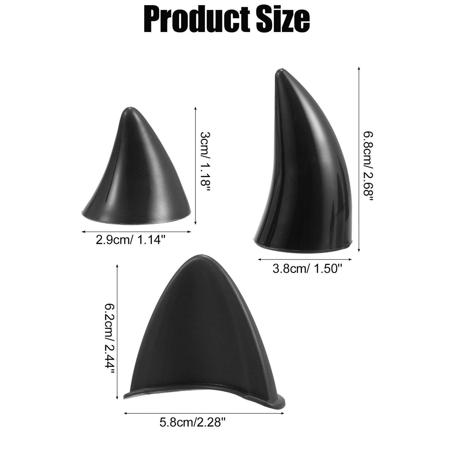 Set Cat Ears Devil Horn Decoration for Motorcycle Black