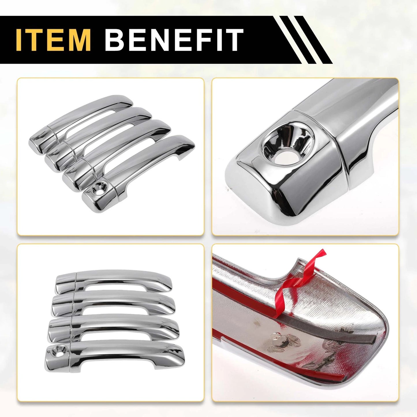 Car Door Handle Protector Set for Toyota Tundra (2007-2020) Silver Tone