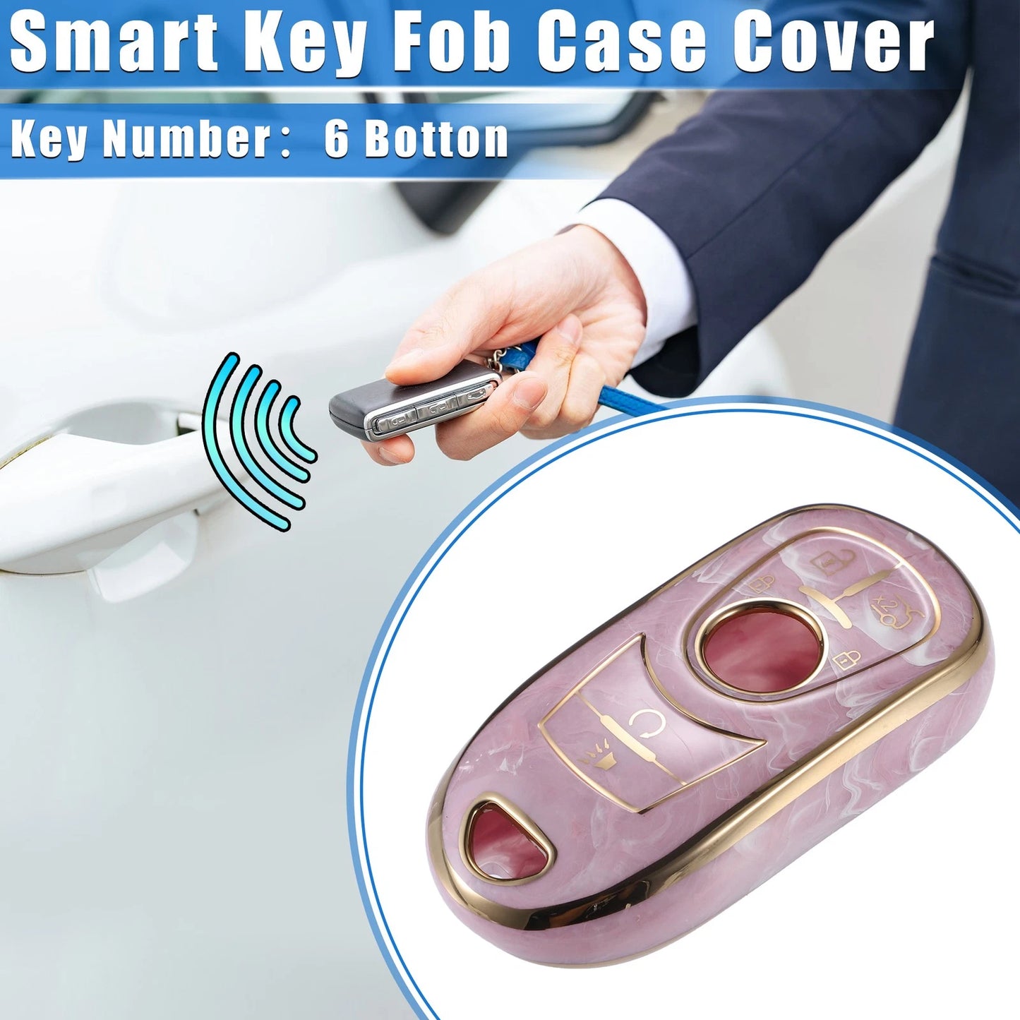 6 Buttons Remote Smart Key Fob Cover Case for Buick Enclave Verano TPU Pink