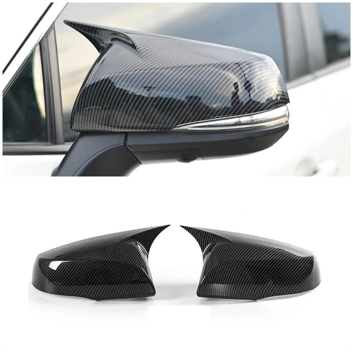 Carbon Fiber Rearview Mirror Lid Cover Trim for Toyota Highlander (2020-2022)