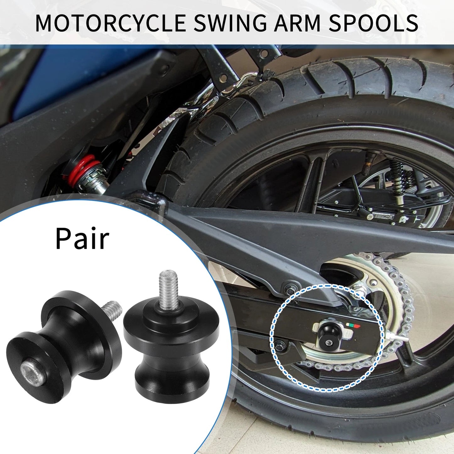 1 Pair Motorbike Swingarm Spools 10mm CNC Swing Arm Spools Slider Stand Black