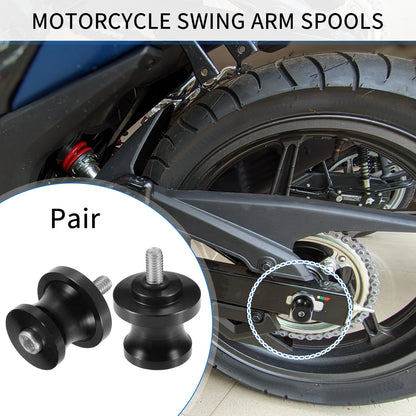 1 Pair Motorbike Swingarm Spools 10mm CNC Swing Arm Spools Slider Stand Black
